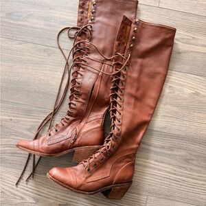 Brown Lace-Up Knee-High Boots from Anthropology